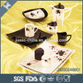 Quadratische schwarze elegante Design Keramik-Dinner-Sets Ahornblatt Porzellan Geschirr